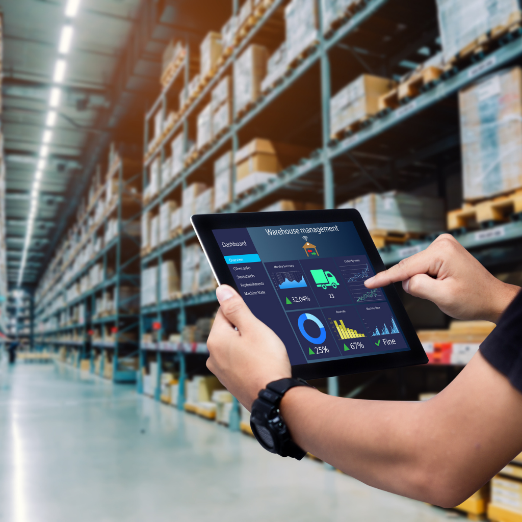 App on tablet in warehouse